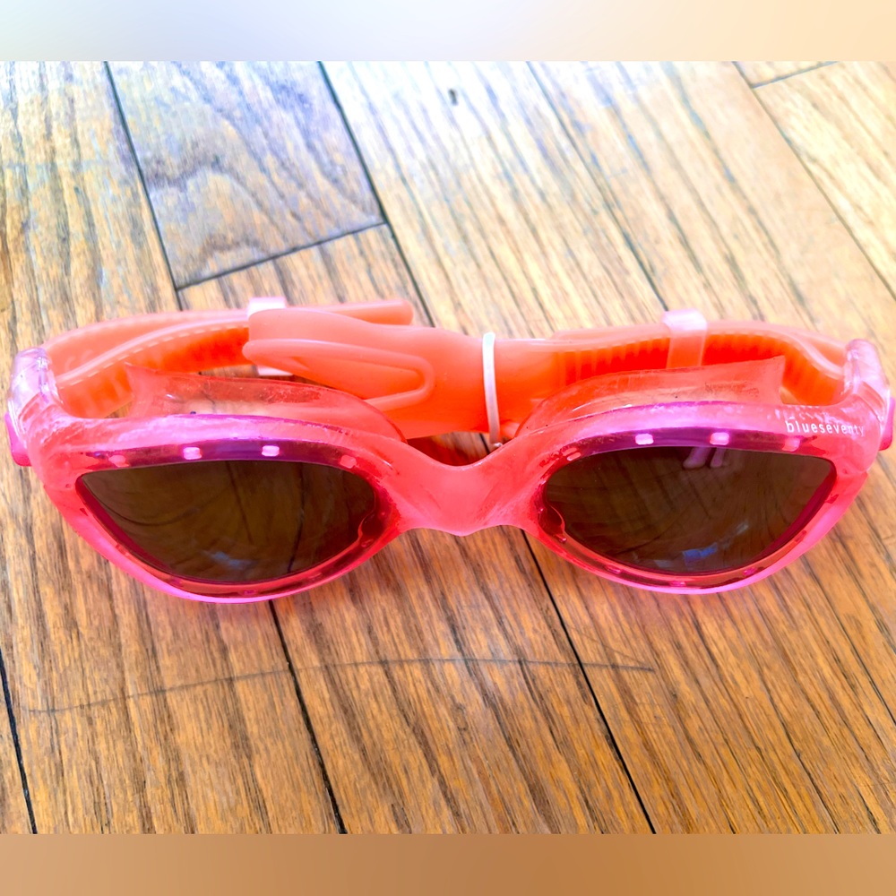 Vision Open Water Blue Seventy swim pink swim googles silver mirror lens